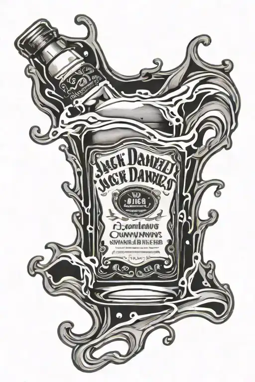 Jack Daniels bottle pouring tattoo design idea