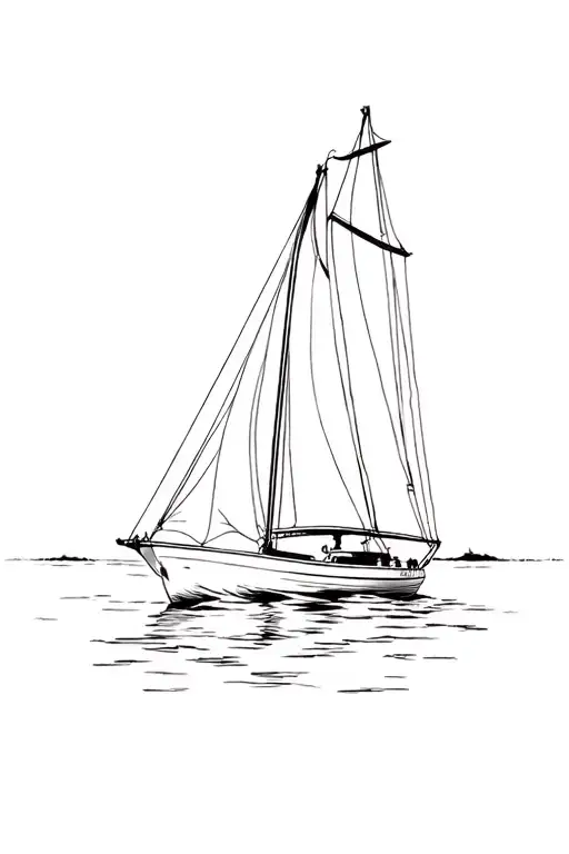small sailing yacht, pirates, storm, 2004 October 31 tattoo design idea