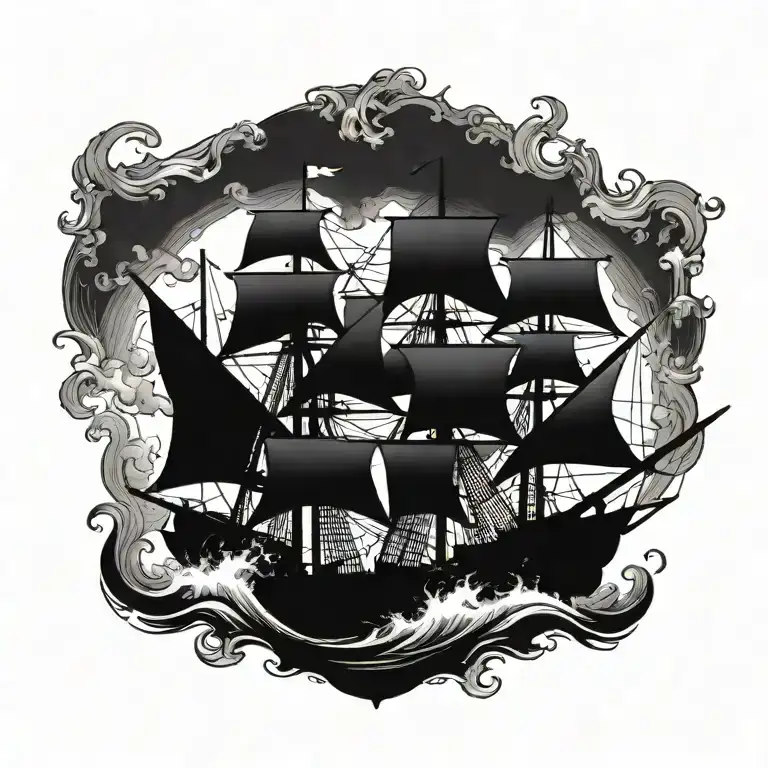 boat 18th century tattoo design idea