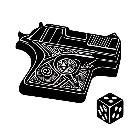 gun dice and cards tattoo design idea