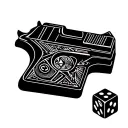 gun dice and cards tattoo design idea