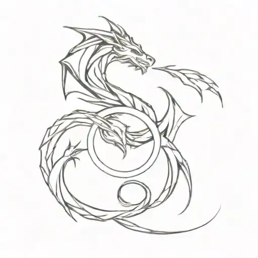 dragon & Leo sign intertwined tattoo design idea