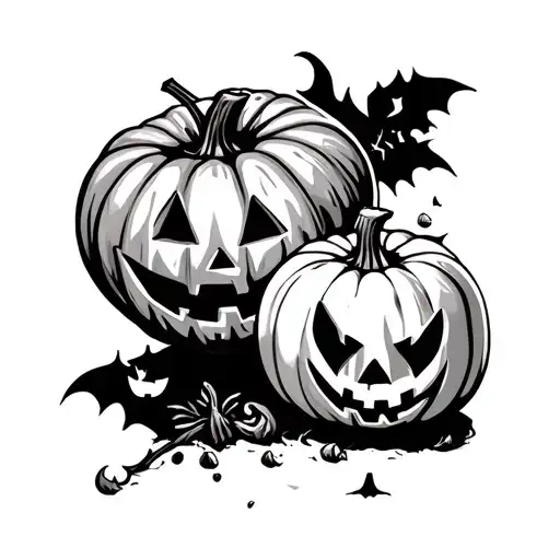 Tattoo suitable on the leg next to the ChB Halloween pumpkin tattoo design idea