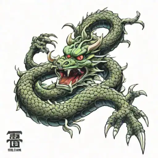 cross with shenron dragon ball z tattoo design idea