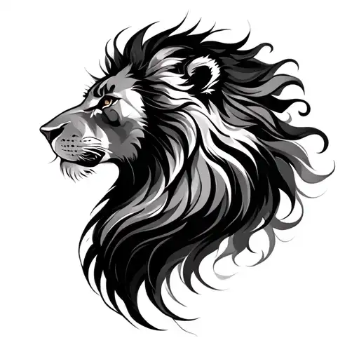 A majestic lion merged with a flowing silhouette of your daughter's face, symbolizing fierce protection and your driving tattoo design idea