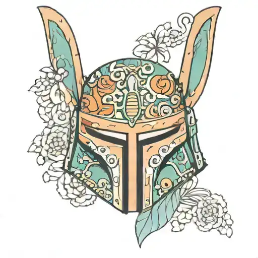 Boba Fett kitsune mask tattoo design idea