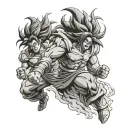 broly fighting 80s tattoo design idea