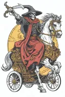 grim reaper in a gypsy caravan tattoo design idea