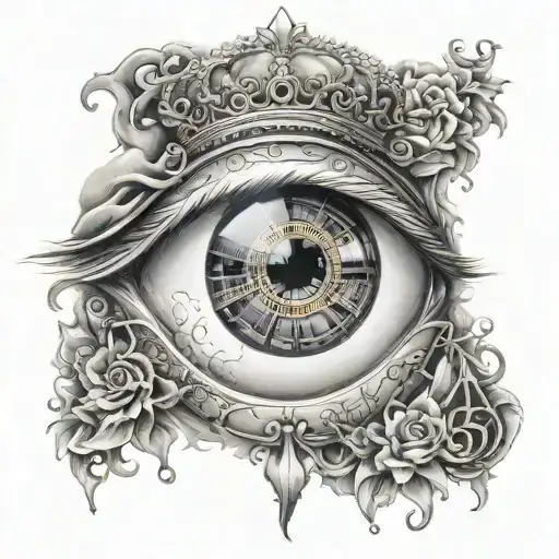 eye with real madrid logo as the pupil tattoo design idea