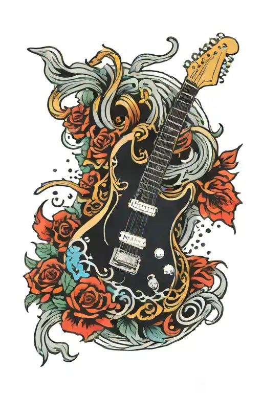 electric guitar tattoo design idea