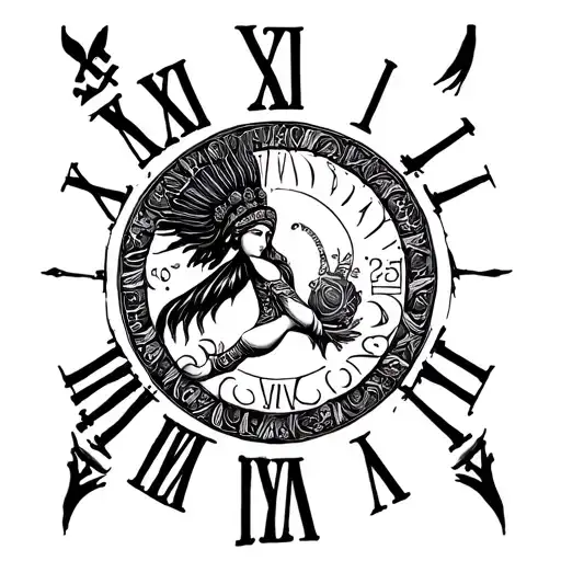astrological symbol of goddess Hera with Roman numerals 11/05/25 tattoo design idea
