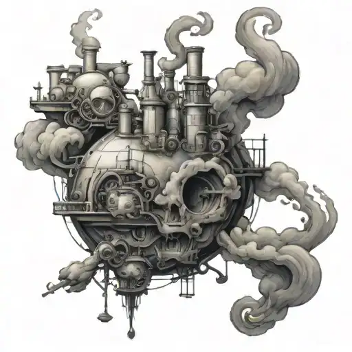factory oil smoke coming tattoo design idea