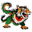 Asian dragon fighting tiger tattoo design idea