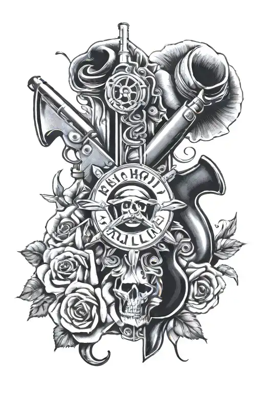 red hot Colli peppers , guns and roses , welding tattoo design idea