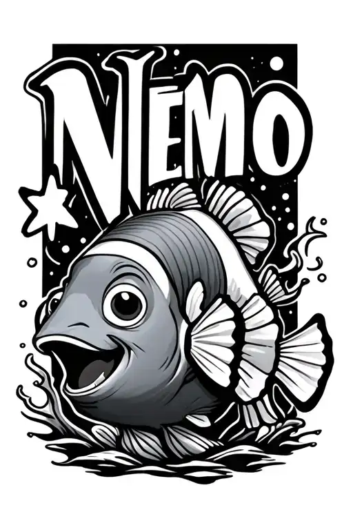 the written name Nemo with a little star next to it tattoo design idea
