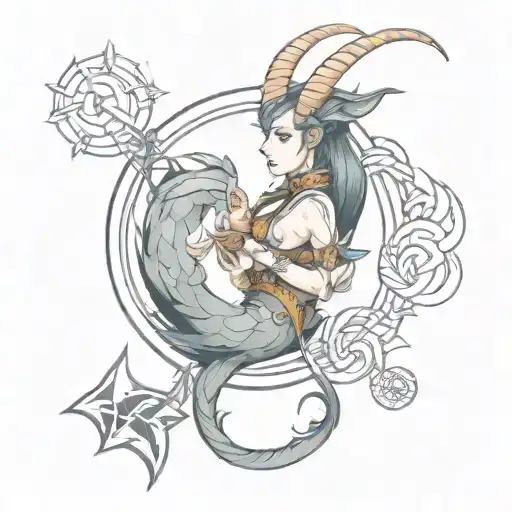 capricorn zodiac tattoo design idea