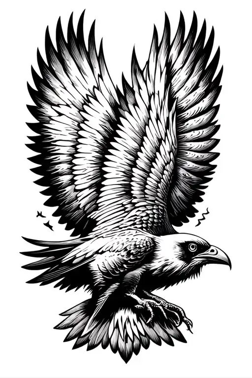 raven flying tattoo design idea