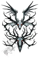 Mothman Wendigo half sleeve tattoo design idea