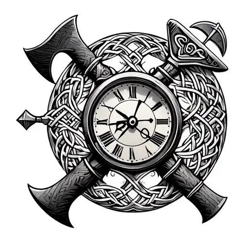 Celtic pattern, Axis Ride, Axis Movement, Mototematics, motorcycle, motorcycle, axes, clock, motorcycle club tattoo design idea