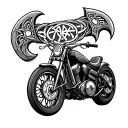 Celtic pattern, Axis Ride, Axis Movement, Mototematics, motorcycle, motorcycle, axes, clock, motorcycle club tattoo design idea