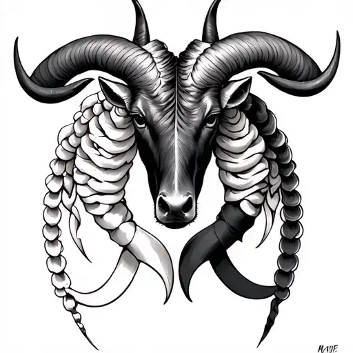 taurus zodiac sign intertwined with cancer and capricorn tattoo design idea