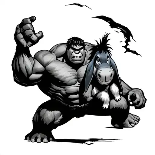 Hulk and eeyore tattoo design idea