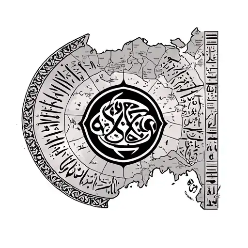 Forouhar symbol and Iranian map with cuneiform texts tattoo design idea