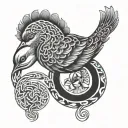 kiwi bird with Celtic fish hook tattoo design idea
