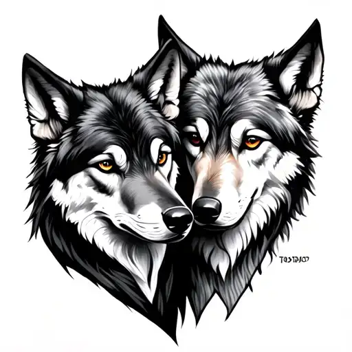 Wolf Couple tattoo design idea