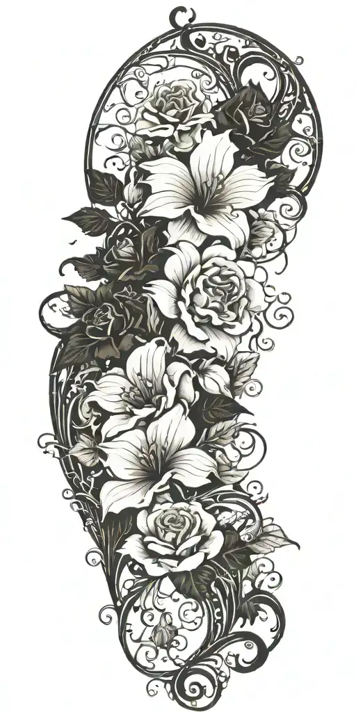 flowers and vines tattoo design idea