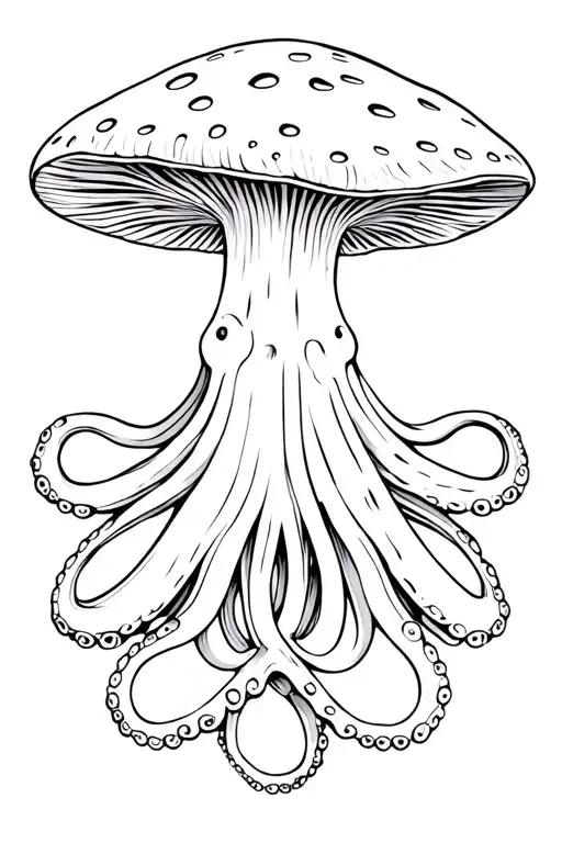mushroom octopus tattoo design idea