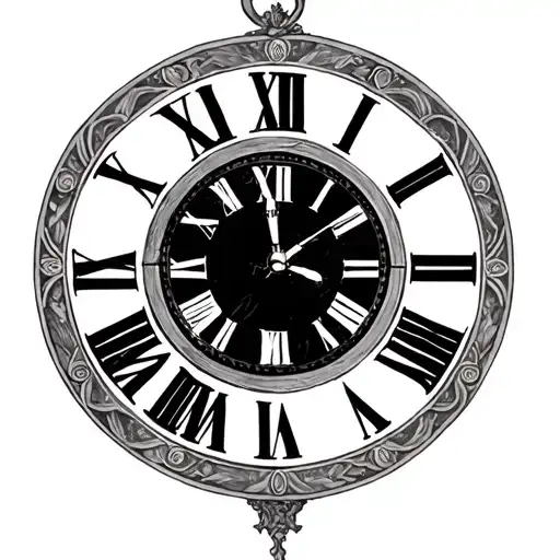2002 in roman numeral clock tattoo design idea