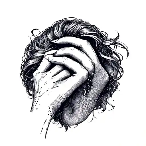 Lesbian hand choking tattoo design idea