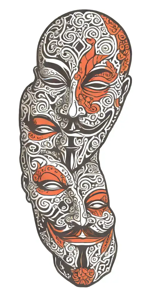 v for vendetta full body and rorschach full body mask tattoo design idea