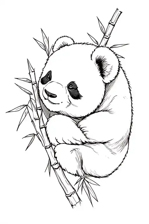 panda sleeping on a bamboo branch tattoo design idea