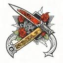 switchblade knife tattoo design idea