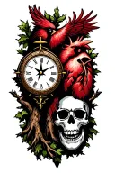 cardinal, compass, clock, proverbs 4:23 above all else guard your heart, claddagh, love, faith, family, skull, tree,  tattoo design idea