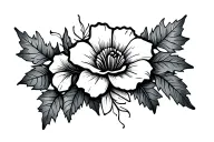 ivy leaves and flower tattoo design idea
