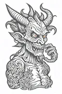 Demon smoking weed tattoo design idea