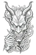 Demon smoking weed tattoo design idea