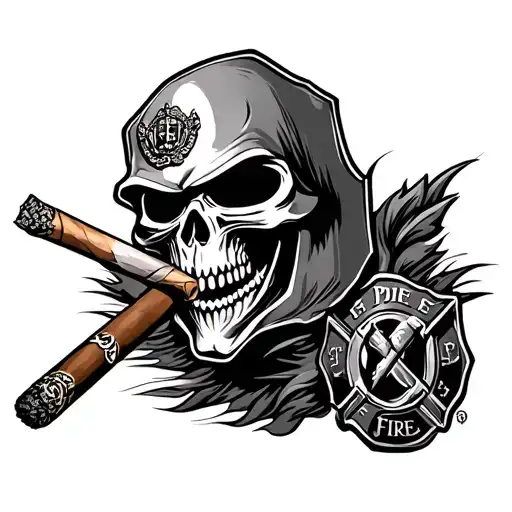 reaper fire department maltese with cigar sfp tattoo design idea