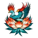 Phoenix Rising From Lotus tattoo design idea