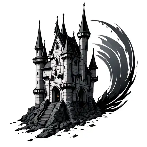 Cyber Sigilism Castle tattoo design idea