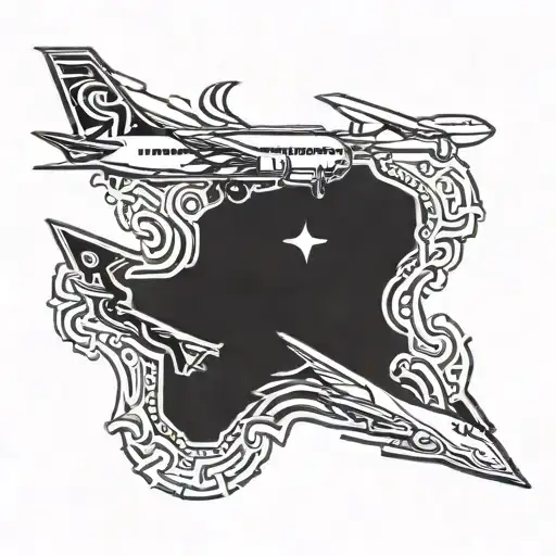 arm band with b737 aircraft tattoo design idea