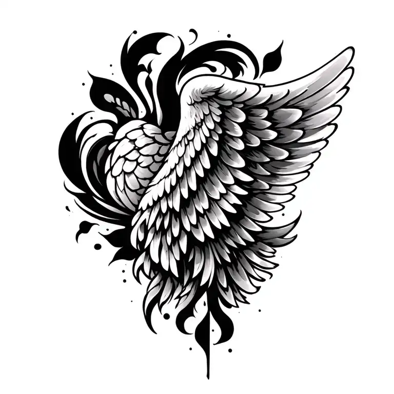 Coverup wing left arm sleeve tattoo design idea