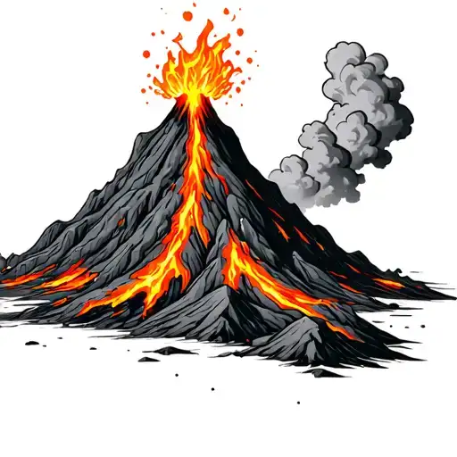 volcano flowing lava tattoo design idea