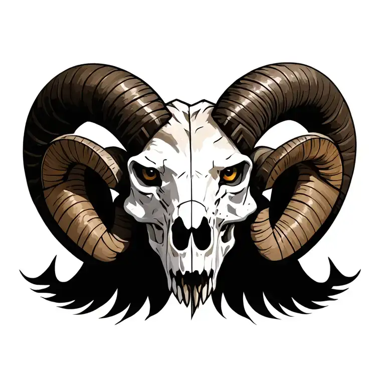 Ram Lion Skull Nordic tattoo design idea
