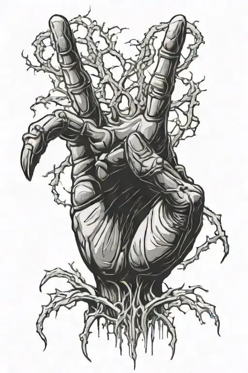 bone hand reaching up with one arm tattoo design idea