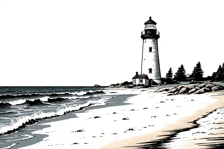 lighthouse on the beach tattoo design idea