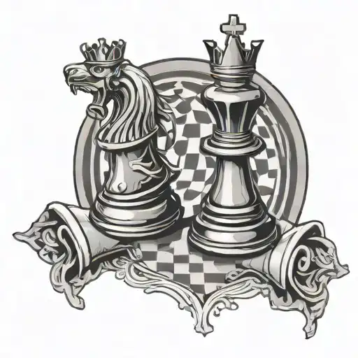 queen chess rook stylized tattoo design idea
